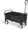 YSSOA Heavy Duty Folding Portable Hand Cart with Removable Canopy, 8\'\' Wheels, Adjustable Handles and Double Fabric for Shopping, Picnic, Beach, Cam