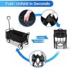 YSSOA Heavy Duty Folding Portable Hand Cart with Removable Canopy, 8\'\' Wheels, Adjustable Handles and Double Fabric for Shopping, Picnic, Beach, Cam