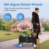 YSSOA Heavy Duty Folding Portable Hand Cart with Removable Canopy, 8\'\' Wheels, Adjustable Handles and Double Fabric for Shopping, Picnic, Beach, Cam