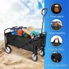 YSSOA Heavy Duty Folding Portable Hand Cart with Removable Canopy, 8\'\' Wheels, Adjustable Handles and Double Fabric for Shopping, Picnic, Beach, Cam