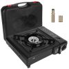 Portable Camping Stove Butane Canister Dual Fuel Burner Piezo Electric Ignition Single Burner with Automatic Tank Ejection Overpressure Cut Off Carry