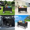 YSSOA Heavy Duty Folding Portable Hand Cart with Removable Canopy, 8\'\' Wheels, Adjustable Handles and Double Fabric for Shopping, Picnic, Beach, Cam