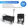 YSSOA Heavy Duty Folding Portable Hand Cart with Removable Canopy, 8\'\' Wheels, Adjustable Handles and Double Fabric for Shopping, Picnic, Beach, Cam