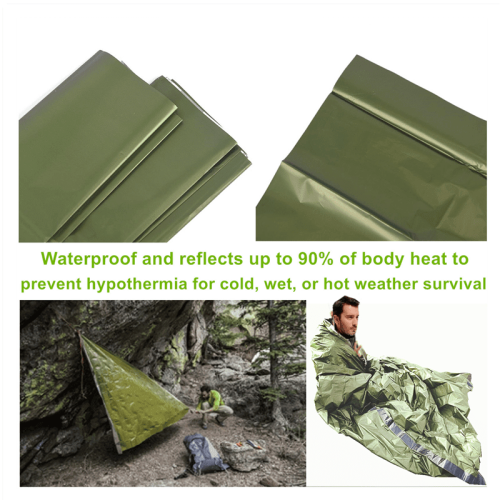 Portable Lightweight Emergency Sleeping Bag, Blanket, Tent - Thermal Bivy Sack For Camping, Hiking, And Outdoor Activities - Windproof And Waterproof