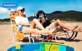 Beach Lounge Chair, Backpack Reclining Beach Chairs Lay Flat, Face Down Tanning Chair, Folding Camping Chairs Portable Camp Cot With Backpack Straps F
